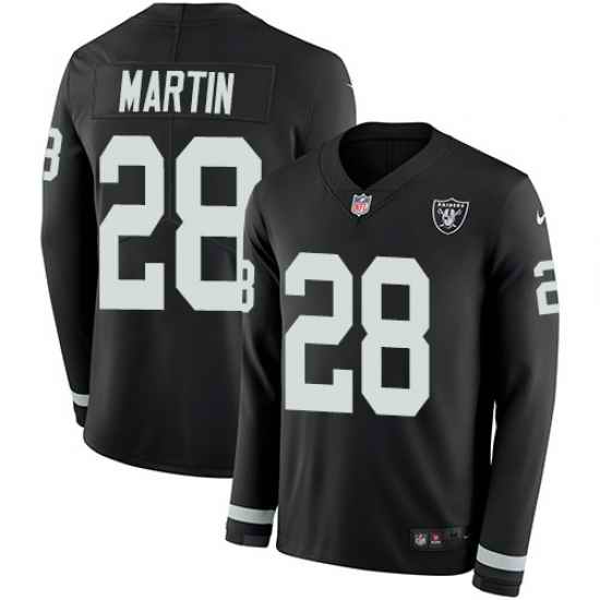 Nike Raiders #28 Doug Martin Black Team Color Men Stitched NFL Limited Therma Long Sleeve Jersey